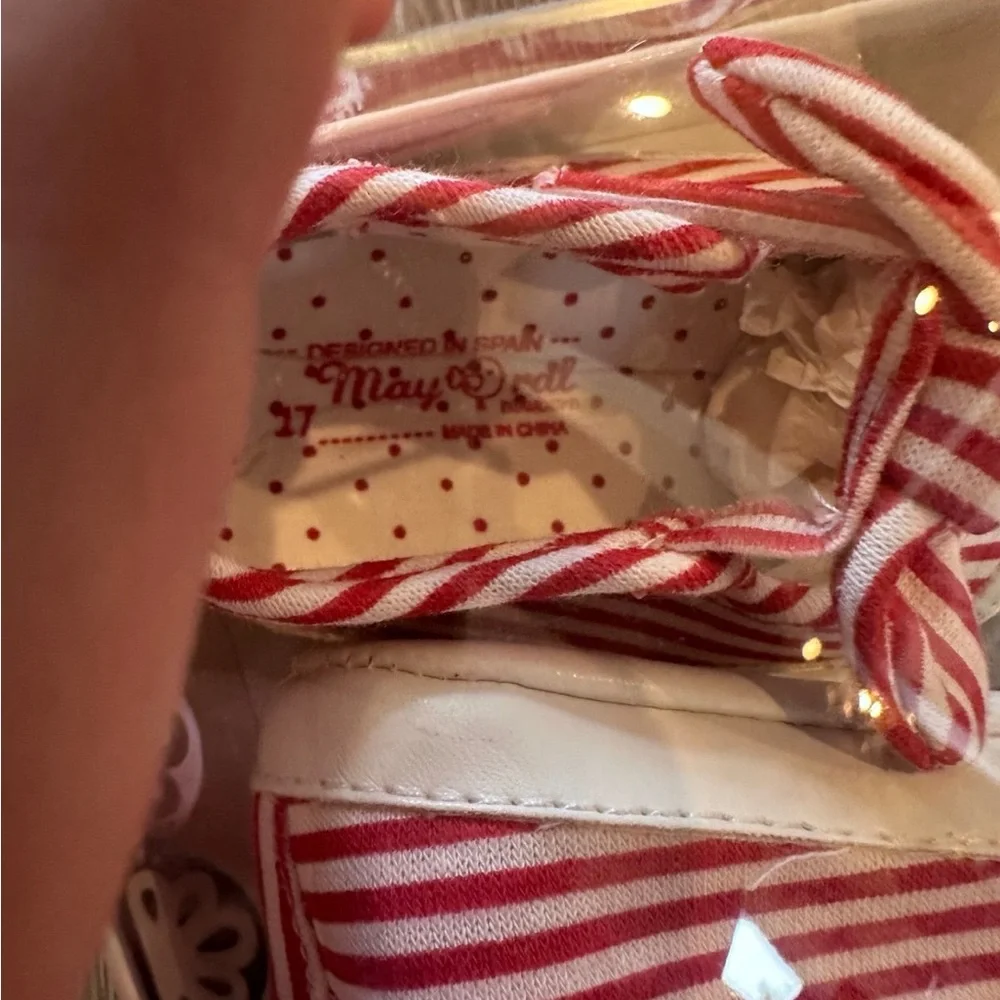 New in box‎ mayoral red white stripe newborn crib shoes 4th July